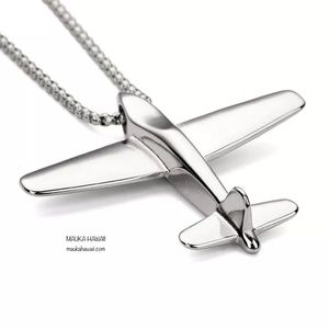 Airplane Puddle Jumper Plane 3D Charm Pendant Necklace 70cm 28in Round Box Chain
